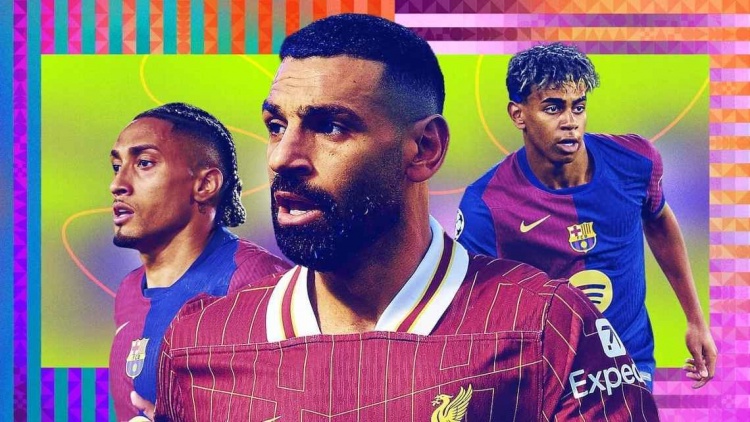 ESPN年度20大邊鋒：薩拉赫最佳，亞馬爾第2，梅西第8&杜埃第14