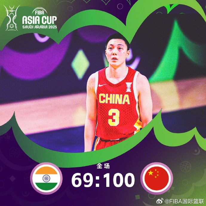 12中6砍17分！FIBA官方曬中國(guó)男籃VS印度海報(bào) 胡明軒登上封面